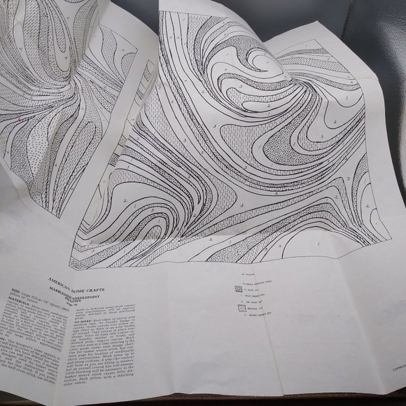 Vintage Craft Patterns, Marbleized Needlepoint Pillows, 1973 American Home Craft - Picture 1 of 2